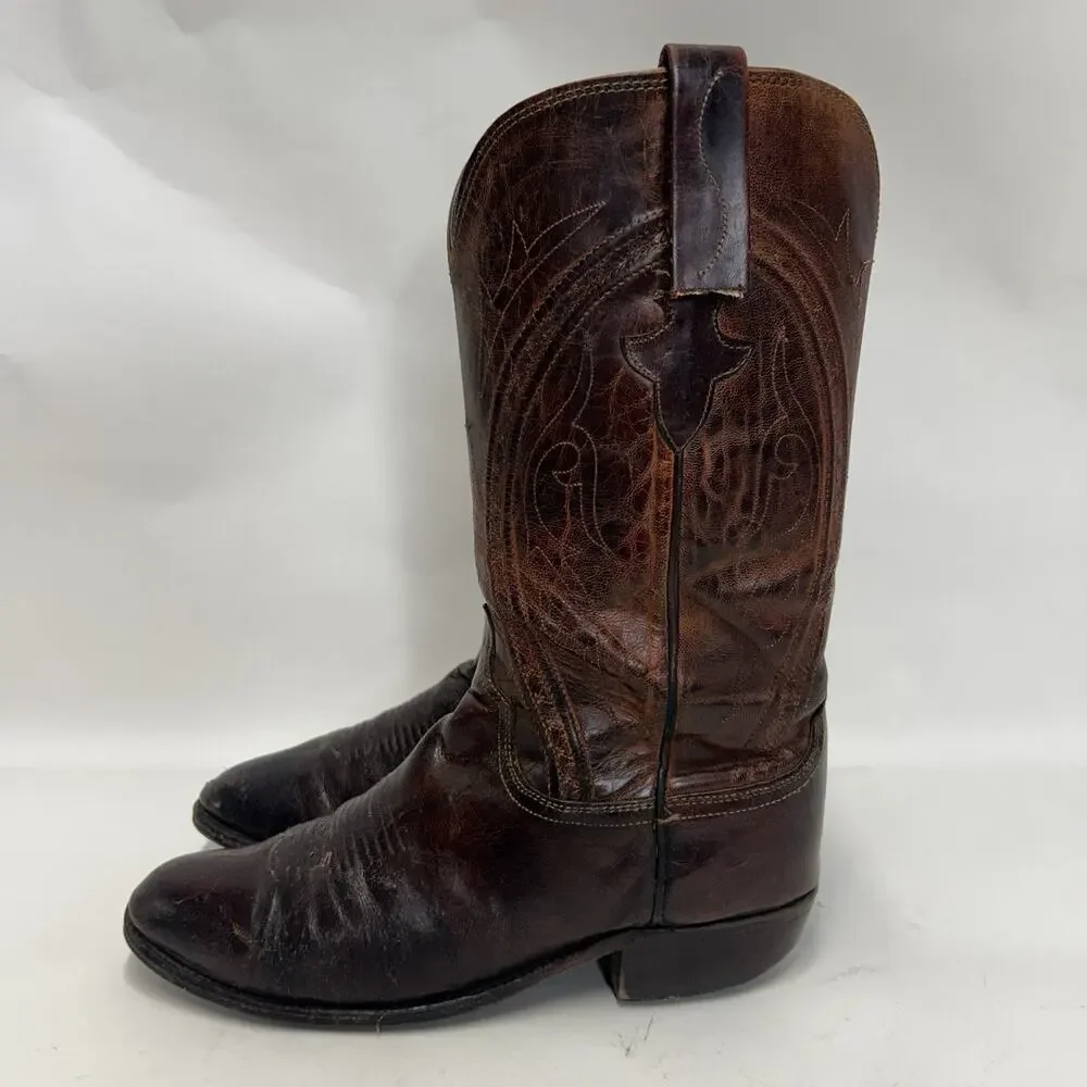 Vintage Lucchese Western Cowboy Boots Goat “Brown”